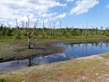 Scenic view of lake against sky