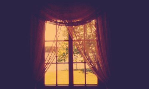 Close-up of curtain against window at home