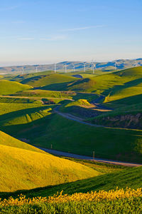 Green mountain and windmills in tri-valley, california