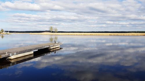 Scenic view of lake against sky