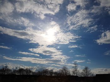 Low angle view of silhouette trees on field against sky