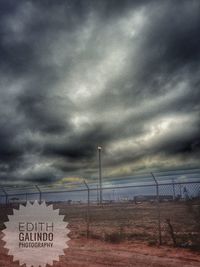 Information sign against sky