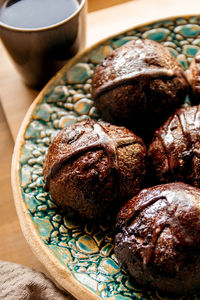 Home baked sourdough chocolate buns 