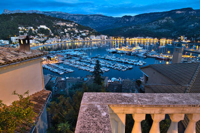 High angle view of buildings at waterfront