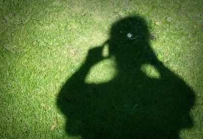 Shadow of people on grass