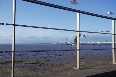 Scenic view of beach against clear sky