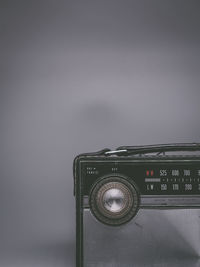 Close-up of camera on table