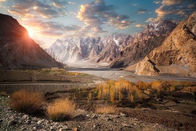 Scenic view of mountains against sky