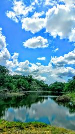 Scenic view of lake against sky