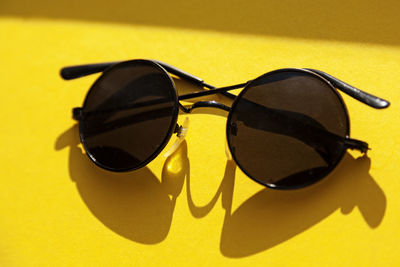 Close-up of eyeglasses on sunglasses