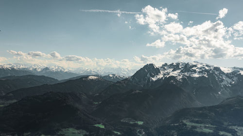 Scenic view of mountains against sky