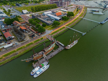 High angle view of city street