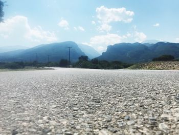 Surface level of road against sky