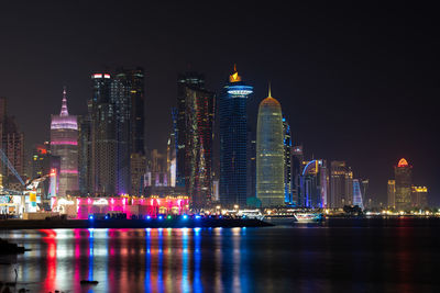 Illuminated city at night