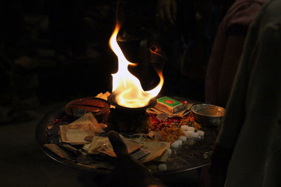 Close-up of burning candle