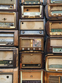 Full frame shot of retro styled radios