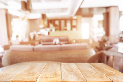 Close-up of sofa on table at home