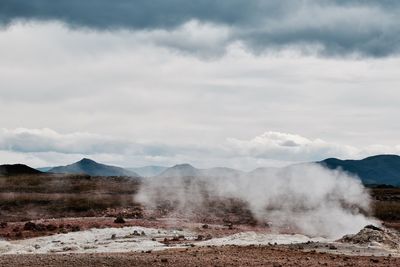 View of hot spring against sky