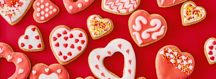 Full frame shot of heart shape cookies