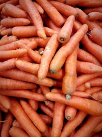 Full frame shot of carrots for sale at market