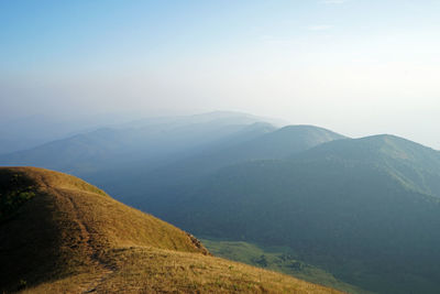 Natural landscape of pathway among green mountain park