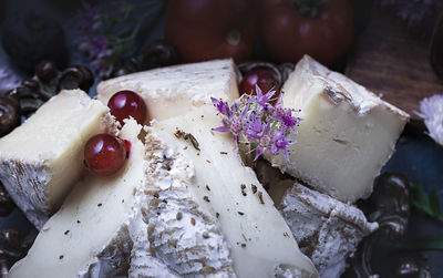 High angle view of ice cream in plate