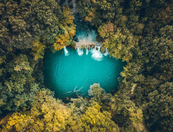 High angle view of waterfall