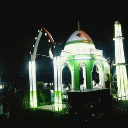 Low angle view of illuminated cathedral at night