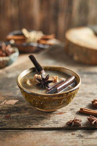 Close-up of food in bowl on table