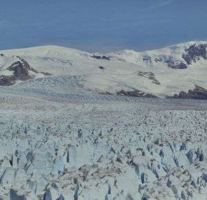 Scenic view of snow covered mountains