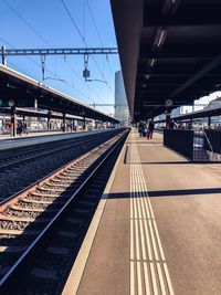 Railroad station platform against sky