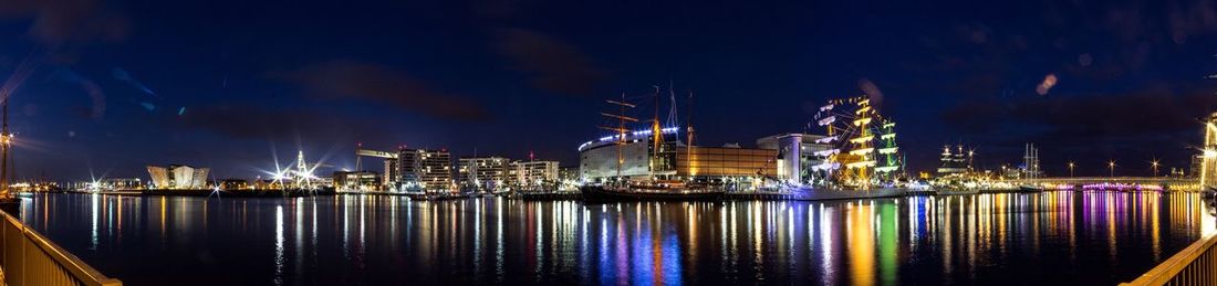 Illuminated city at night