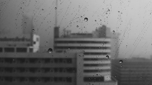 View of city through wet window