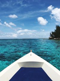 Boat in sea against sky