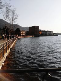 View of river with buildings in background