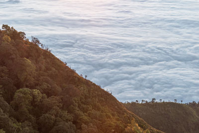 High angle view of land against sky