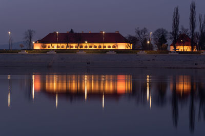 Reflection of illuminated city at night