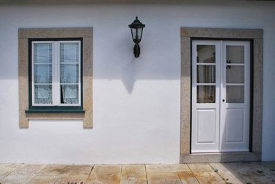 Closed door of building