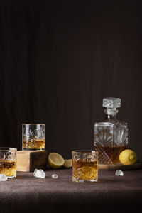 Close-up of drink in jars on table