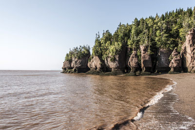 Scenic view of sea against clear sky