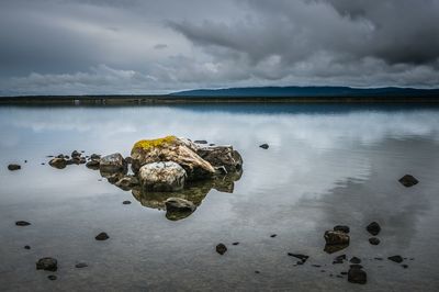 Scenic view of lake against sky