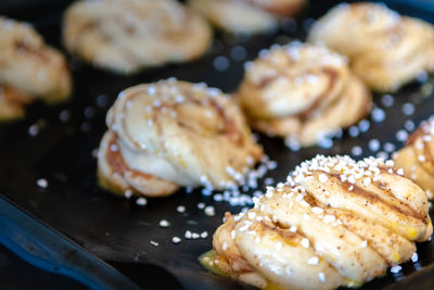 High angle view of meat in plate