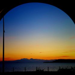 Scenic view of sea against clear sky during sunset