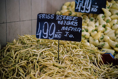 Information sign for sale in market