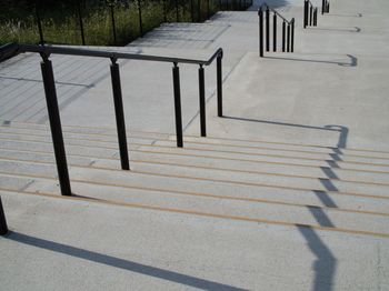 High angle view of staircase by street