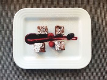 Close-up of dessert in plate on table