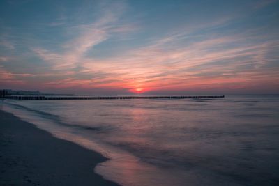 Scenic view of sea at sunset