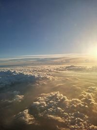 Aerial view of cloudscape against sky during sunset