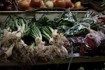 Vegetables for sale at market stall