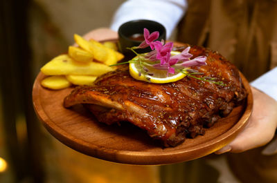 Close-up of food in plate on table